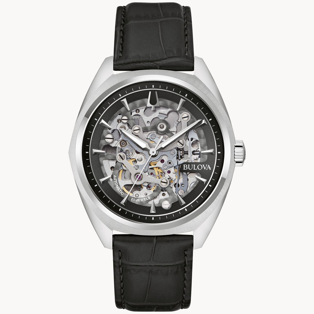 Bulova 96A310 Surveyor Skeleton Black Stainless Steel Automatic