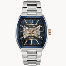 Bulova 98A319 Maquina Blue Semi-Skeleton Dial Rose Gold Tone Automatic