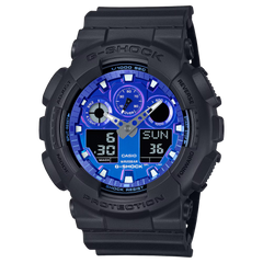 G-Shock GA100FL-1A Flames of Color Blue Dial Ana-Digi
