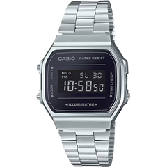 Casio Vintage A168WEM-1VT Mirror Finish Digital Square Black Dial