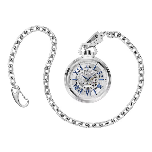 Bulova 96A304 Sutton Skeleton Pocket Watch Automatic
