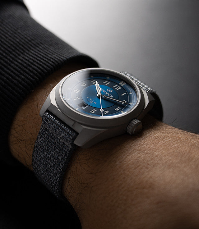 Formex_Field_40_mm_Automatic_-_Deep_Blue_Dial_on_Blue_Velcro_Strap_-_Wrist_shot_on_18cm_7in_wrist_2__85391
