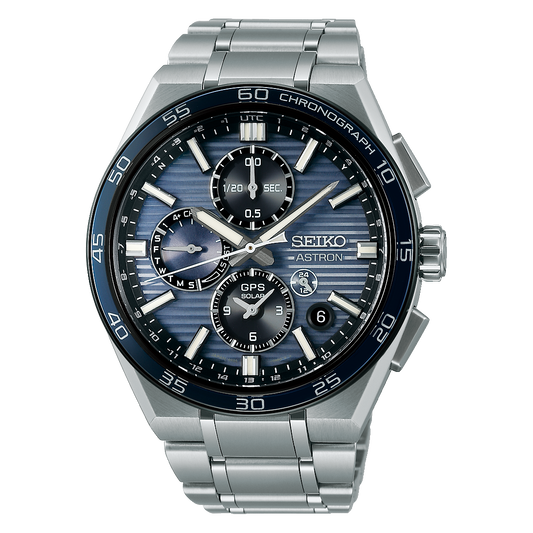 Seiko Astron SSH175 GPS Solar Dual Time Blue Dial Titanium