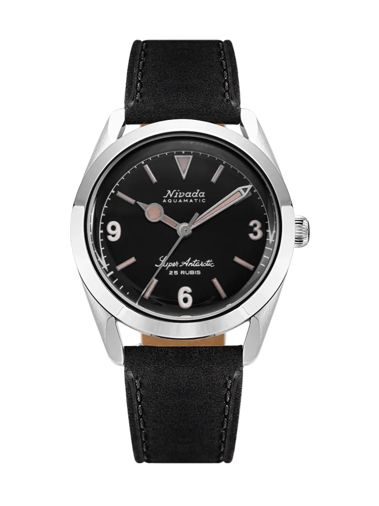 Nivada Grenchen 32032A17 Super Antarctic 3.6.9 Black Automatic Leather