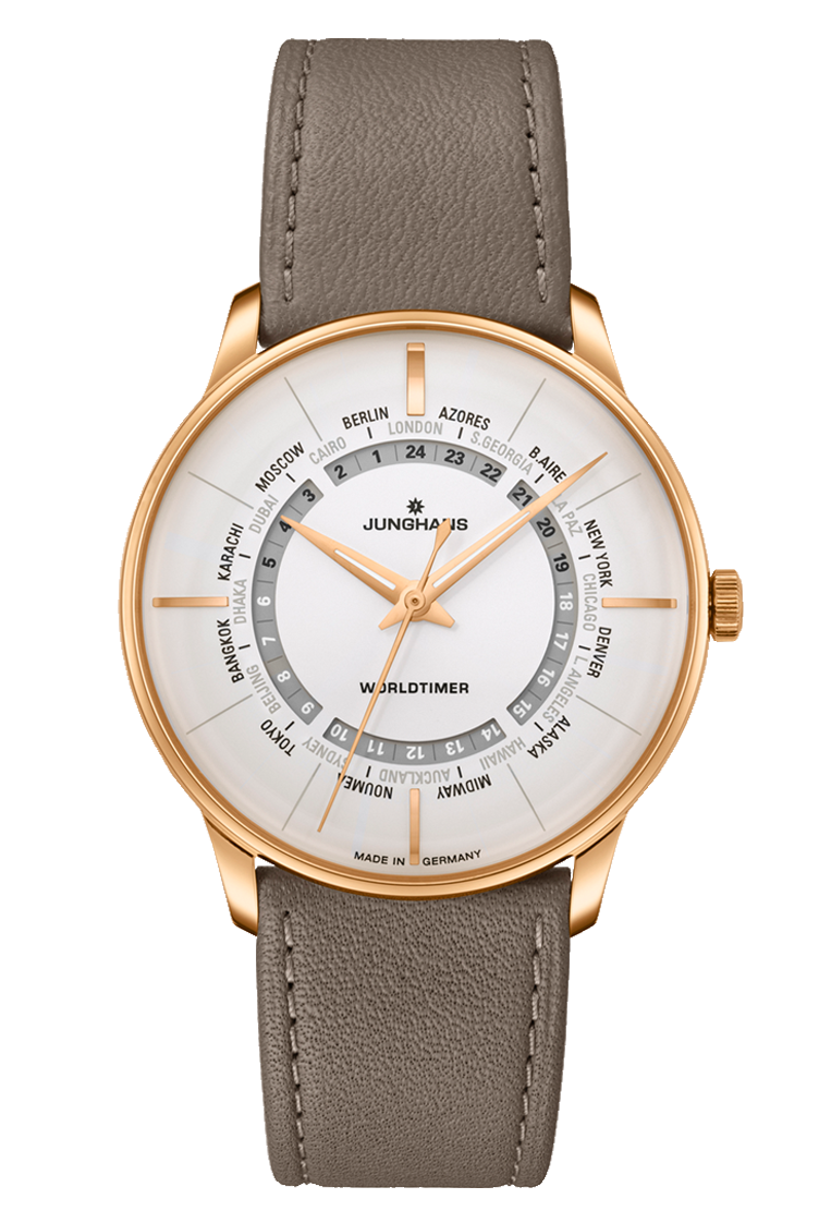 Junghans 27/5012.01 Meister Worldtimer 24 Zone White Dial Gold Tone Automatic