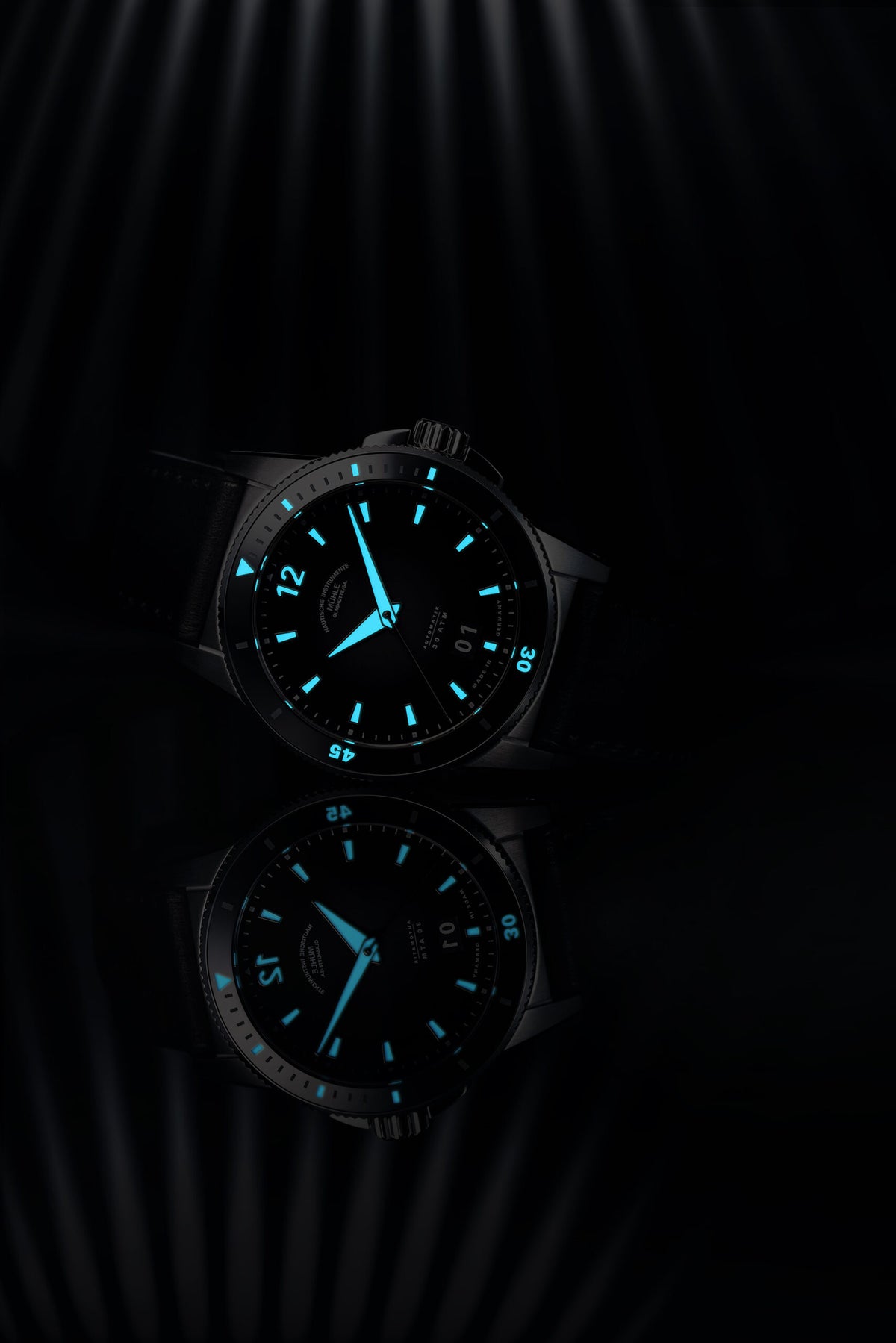 Muhle Glashutte M1-52-43-NB Sportivo Big Date Ceramic Bezel Textile Strap