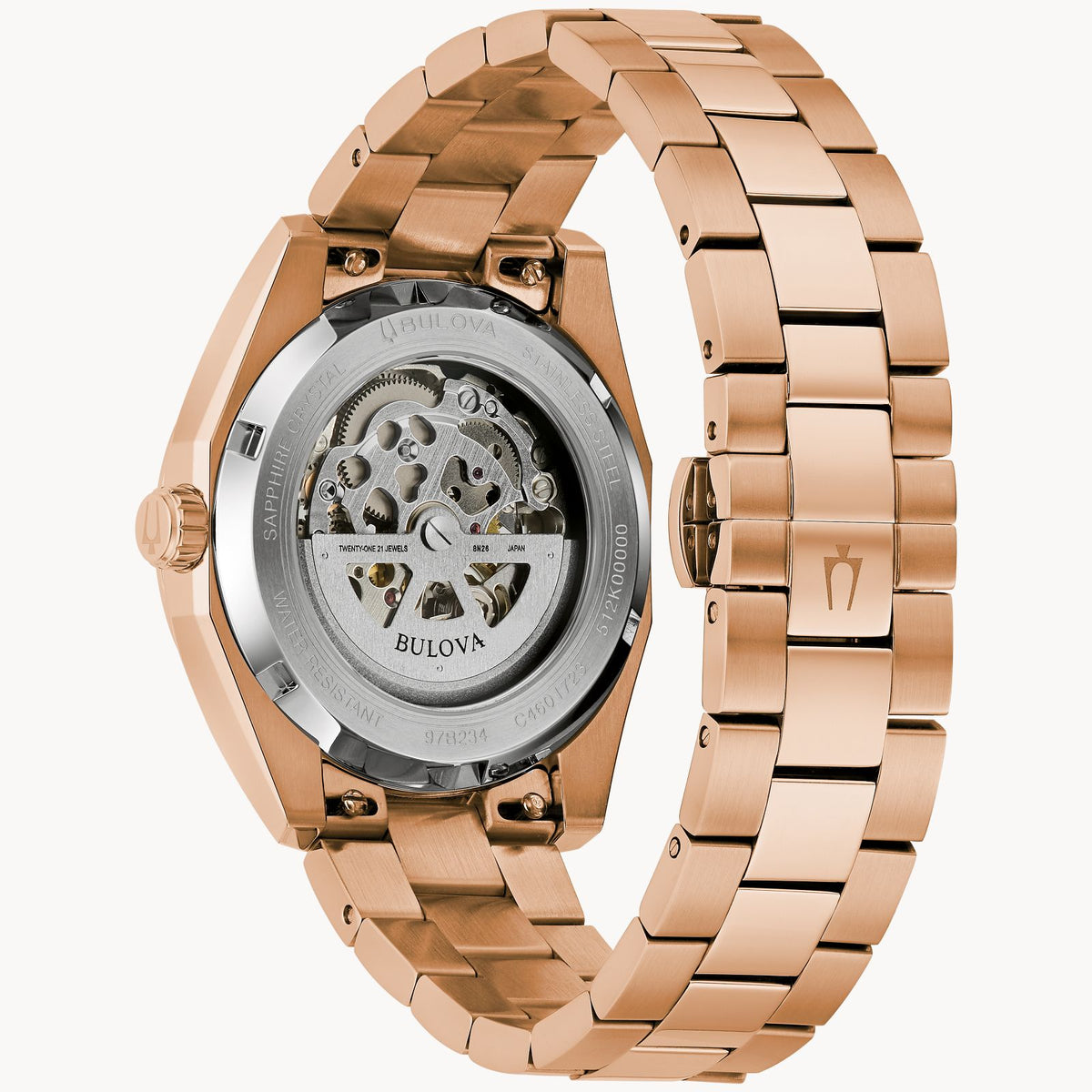 Bulova 97B234 Surveyor Purple Rose Gold Tone Automatic