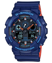 G-Shock GA100L-2A Bi-Color Blue Orange Ana-Digi Resin