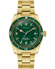 Bulova 44B128 Caravelle Sea Hunter Green Dial Gold Tone Automatic 39mm Vintage