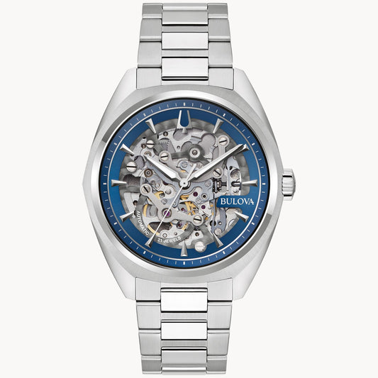 Bulova 96A292 Surveyor Skeleton Blue Dial Automatic