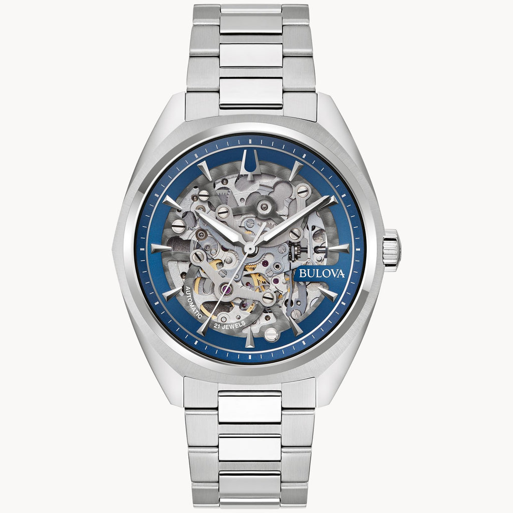 Bulova 96A292 Surveyor Skeleton Blue Dial Automatic