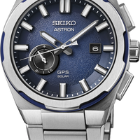 Seiko Astron SSJ023 GPS Solar Blue Textured Dial Titanium