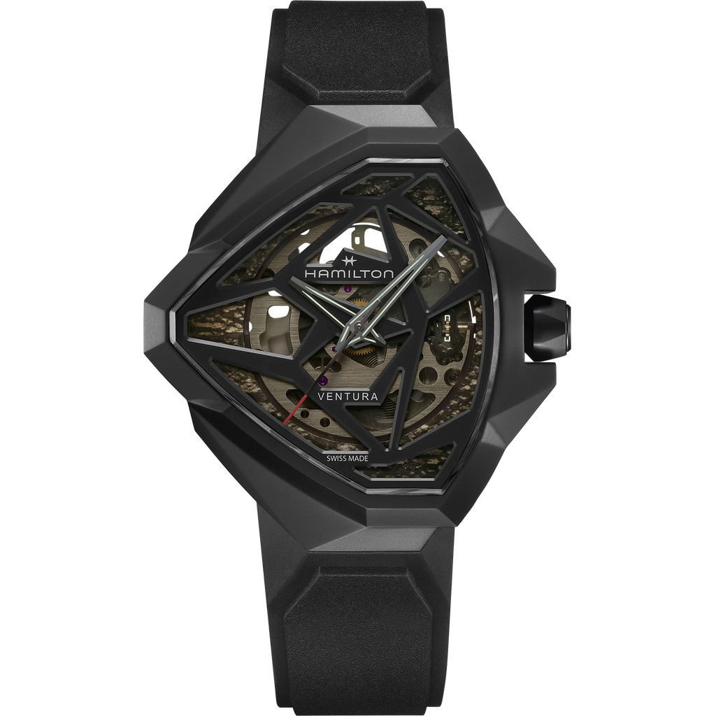 Hamilton H24645330 Ventura Edge Skeleton Dial Automatic Black