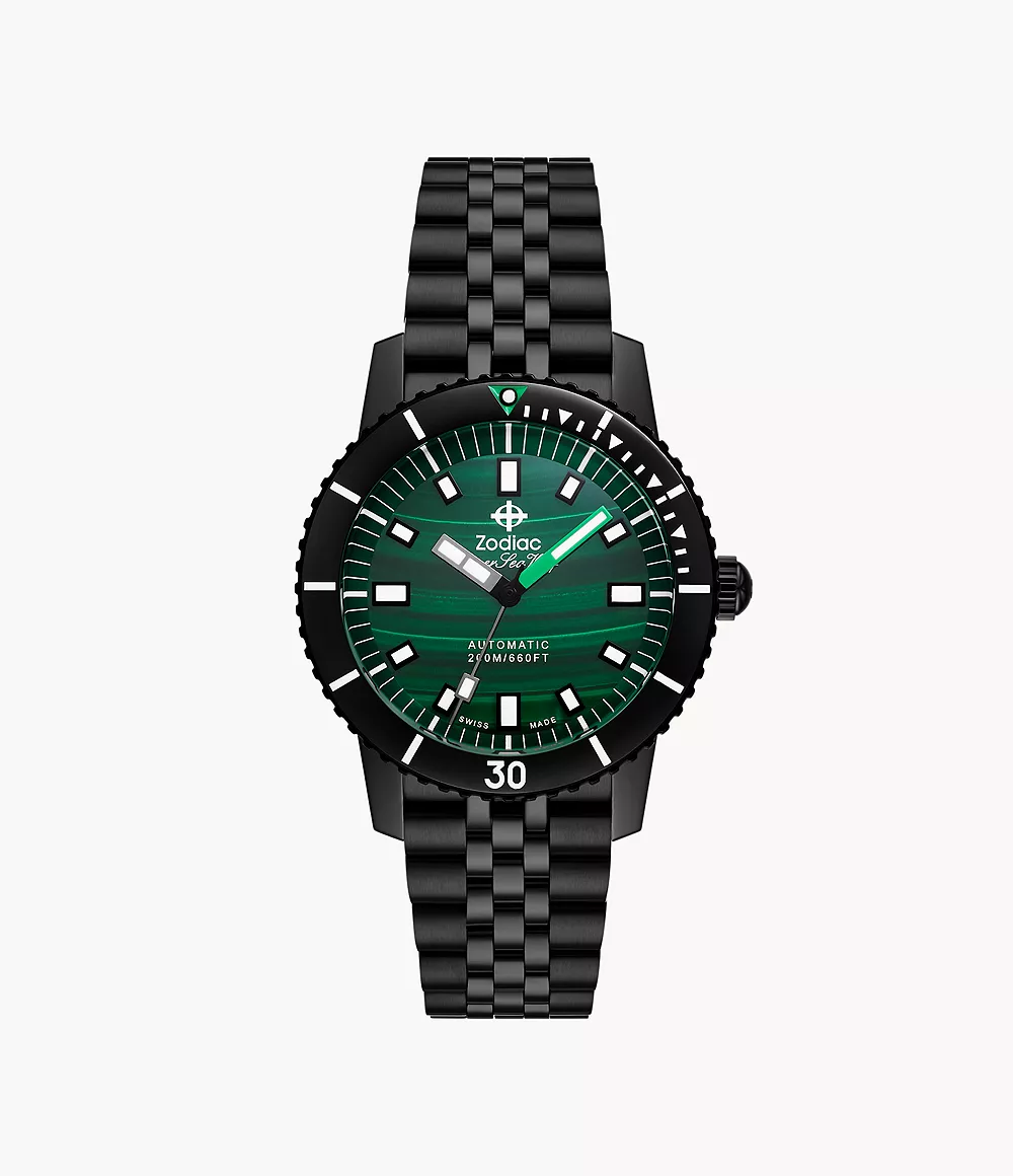 Zodiac ZO9314 Malachite Dial Semi Gloss Compression Diver Black