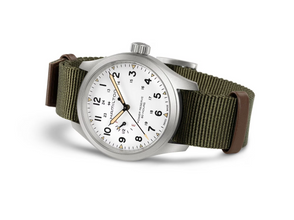 Hamilton H69509910 Khaki Field Mechanical Power Reserve White Dial NATO