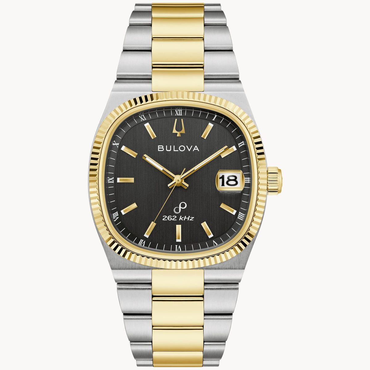 Bulova 98B458 Super Seville Black Dial 262kHz Day-Date Two-Tone