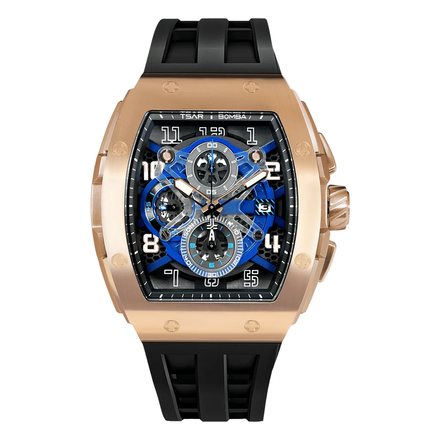 Tsar Bomba TB8211Q-05 Elemental Quartz Rose Gold Blue Dial