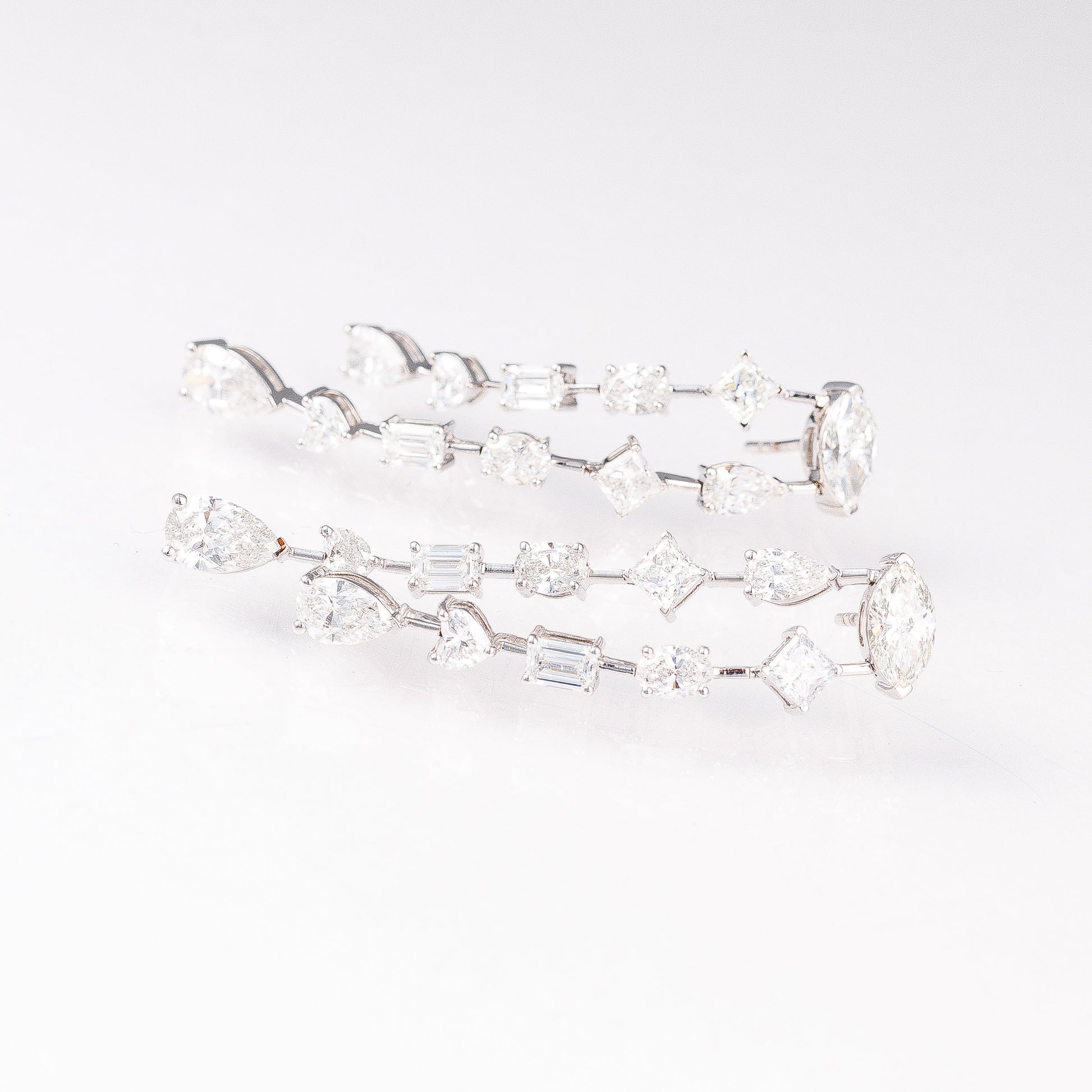 Fancy Shape Duo Drop Lab-Grown Diamond Earrings in 14k White Gold