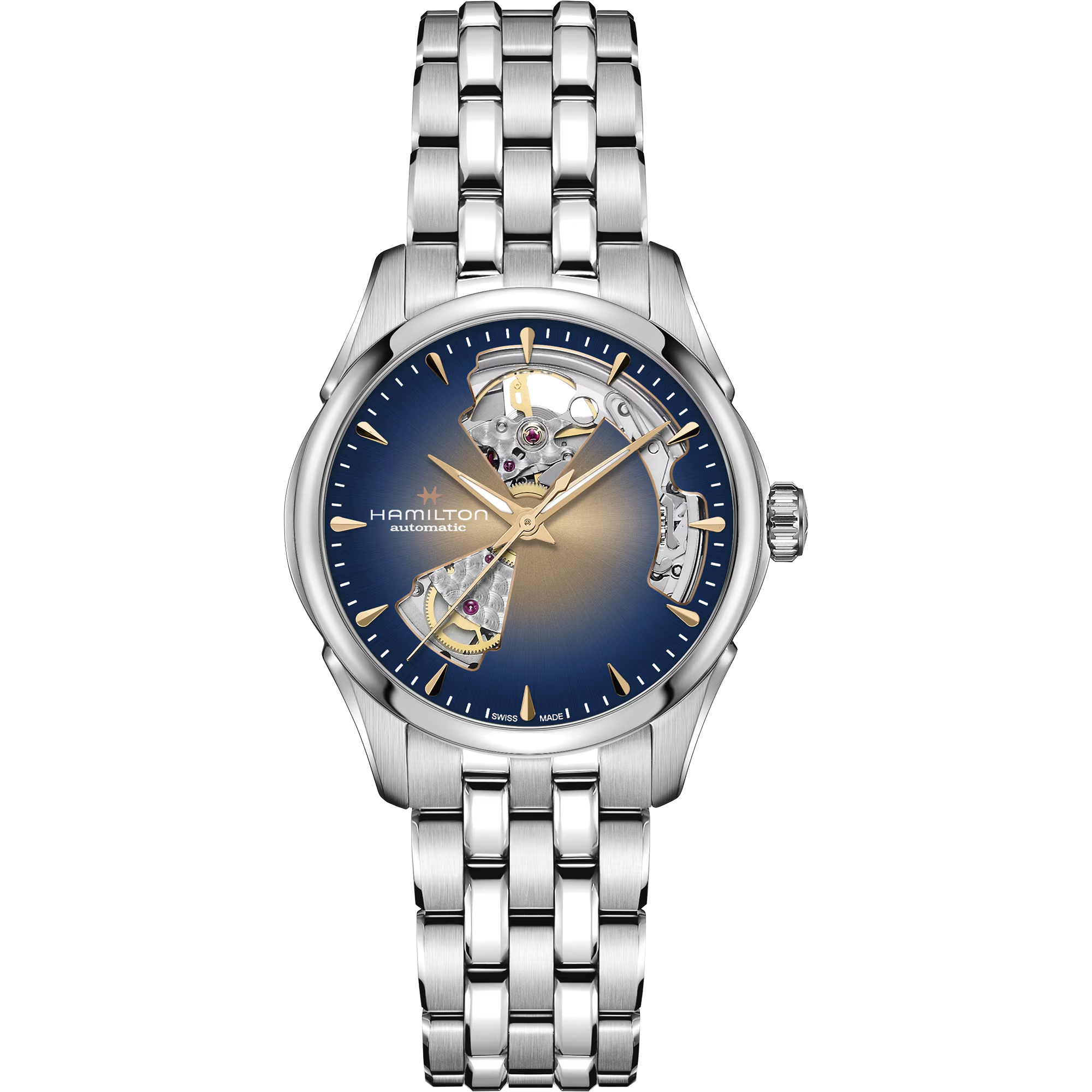 Hamilton H32215101 Jazzmaster Open Heart Lady Auto 36mm Blue Dial ...