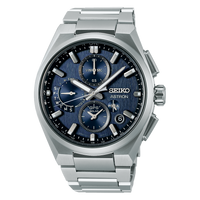 Seiko Astron SSH161 GPS Solar Dual Time Chronograph Blue Dial Titanium