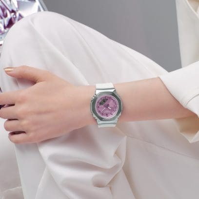 G-Shock GMS2110-7A6 Analog-Digital Octagon Metal Gleam Pink Ladies