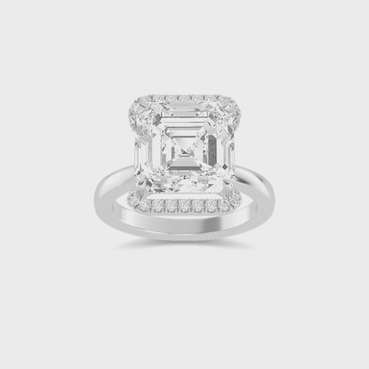 7.50ct Asscher Cut Lab-Grown Diamond Halo Drop Engagement Ring in 14k White Gold