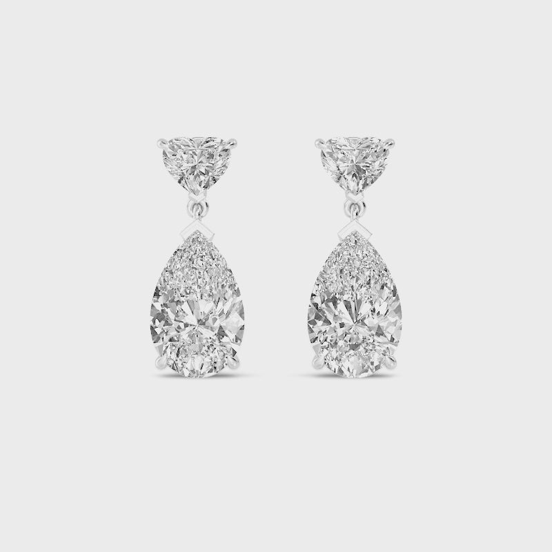 Heart & Oval Duo Drop Lab-Grown Diamond Earrings