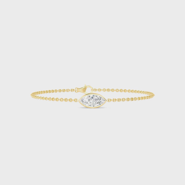 Marquise Cut Lab-Grown Diamond Bezel Bracelet in 14k Yellow Gold