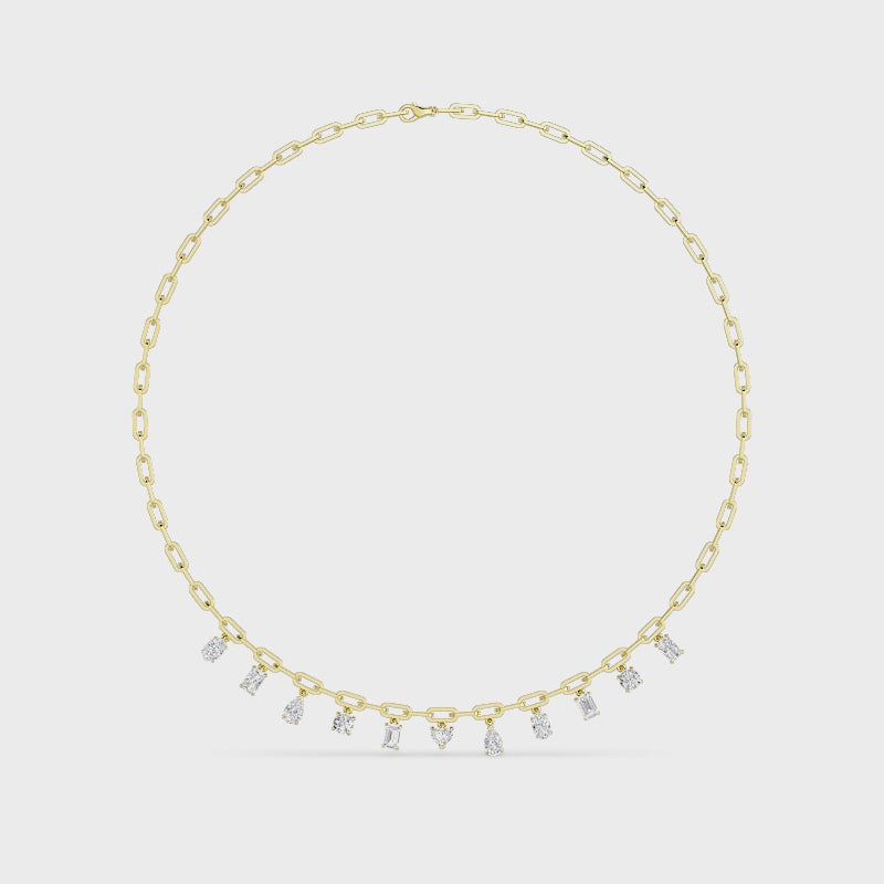 2.57ct Lab-Grown Diamond Mixed Fancy Paperclip Chain Necklace in 14k Yellow Gold