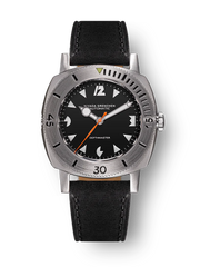 Nivada Grenchen 14102A15 White Art Deco Depthmaster Black Leather White Stitching Automatic