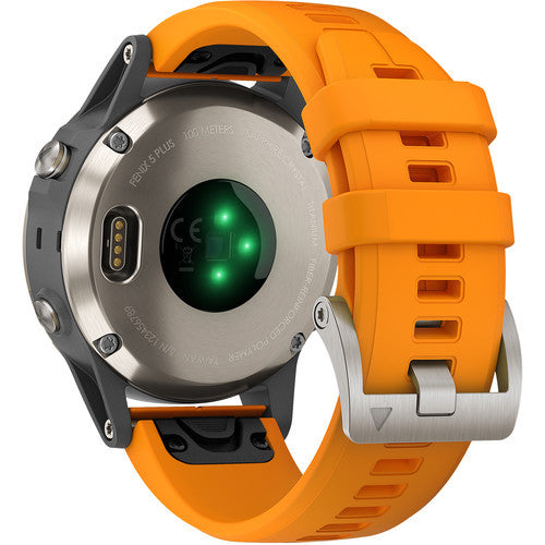 Garmin fenix 5S Plus Sapphire Edition Multi-Sport Training GPS Watch (47mm, Titanium with Solar Flare Orange)