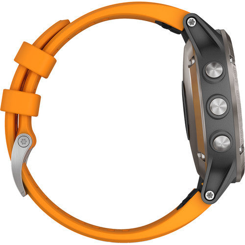 Garmin fenix 5S Plus Sapphire Edition Multi-Sport Training GPS Watch (47mm, Titanium with Solar Flare Orange)