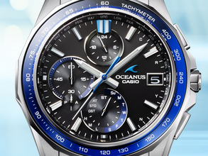 Casio OCWS7000-1A Oceanus Manta Elegance Black Dial Blue Accents