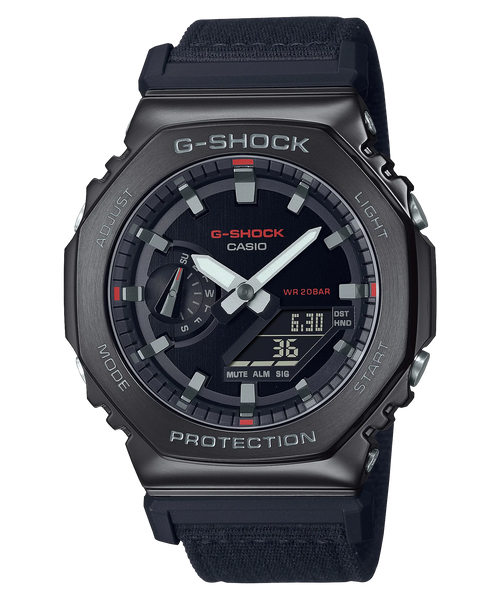G-Shock GM2100CB-1A Metal Clad Black Casioak Red Accents