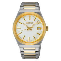 Seiko Essential SUR558 Two Tone White Dial Quartz Sapphire