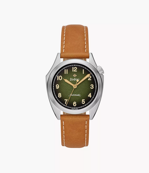 Zodiac ZO9713 Field Olympos Automatic Leather Green Dial