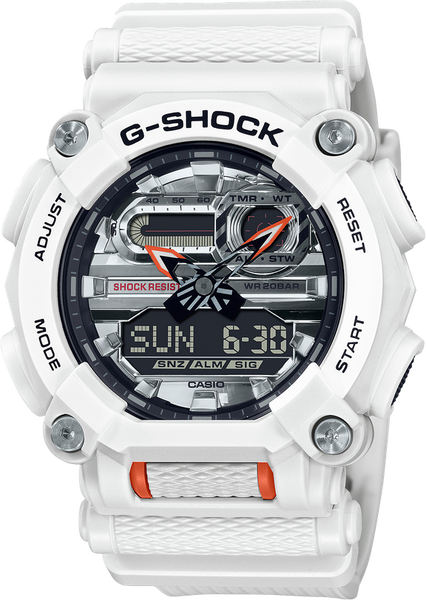 G-Shock GA900AS-7A Garish Color Heavy Duty White Orange