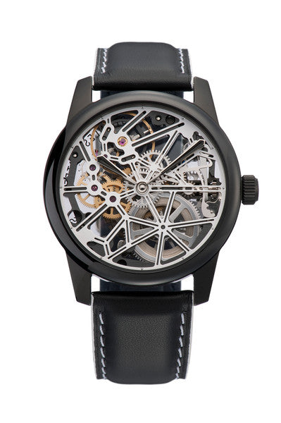 Claude Meylan 6144-NW Lac Mechanical Skeleton White Movement Black