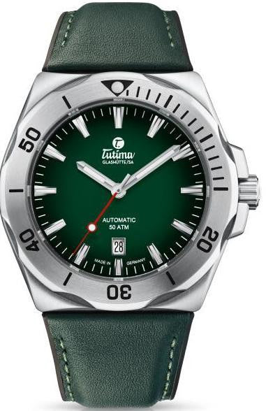 Tutima 6155-05 M2 Seven Seas S Stainless Steel 44mm Green Leather