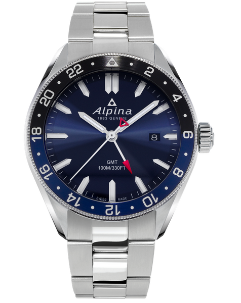 Alpina AL-247NB4E6B Alpiner Quartz GMT Navy Blue on Bracelet