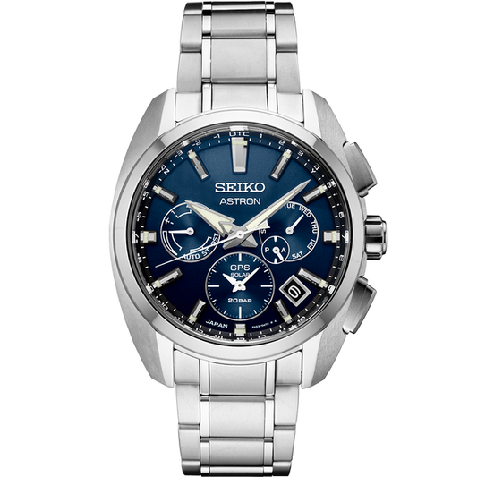 Seiko Astron SSH065 Titanium Dual Time Blue Dial