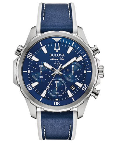 Bulova Men's Marine Star Leather Chronograph Watch - 96B287