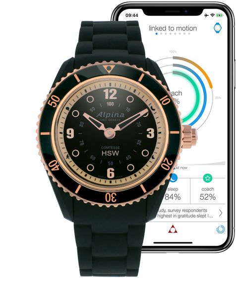 Alpina AL-281BY3V4 Comtesse Ladies Horological Smartwatch Black Dial Metal Bracelet