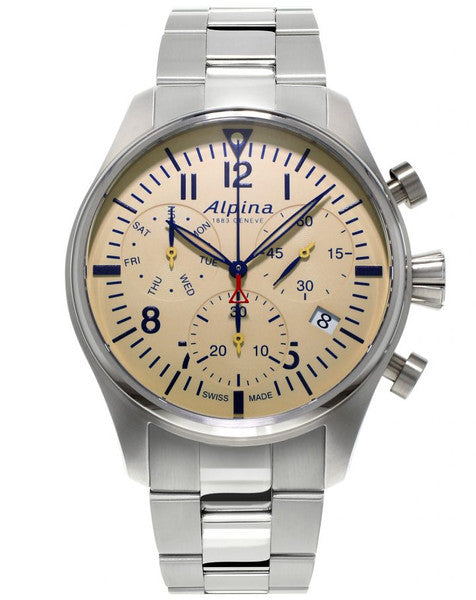 Alpina AL-371BG4S6B Startimer Pilot Chronograph Quartz Off White Dial