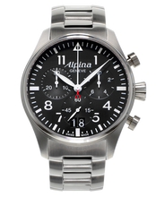 Alpina AL-372B4S6B Startimer Pilot Big Date Chronograph Black Dial Metal Bracelet