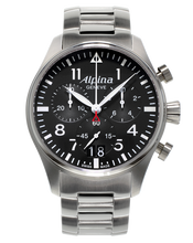 Alpina AL-372B4S6B Startimer Pilot Big Date Chronograph Black Dial Metal Bracelet