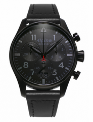 Alpina AL-372BB4FBS6 Startimer Pilot Big Date Chronograph Shadow Line Black Dial