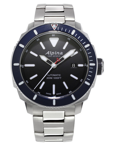 Alpina AL-525LBN4V6B Seastrong Diver 300 Automatic Blue Bezel Metal Bracelet