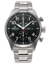 Alpina AL-725B4S6B Startimer Pilot Chronograph Black Dial Metal Bracelet