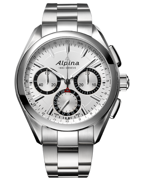 Alpina AL-760SB5AQ6B Alpiner 4 Manufacture Flyback Chronograph White Dial Metal Bracelet